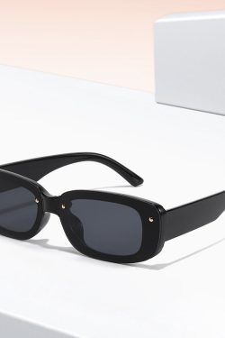 Y2K Retro Rectangle Narrow Sunglasses for Coquette and Grunge Aesthetic Outfits