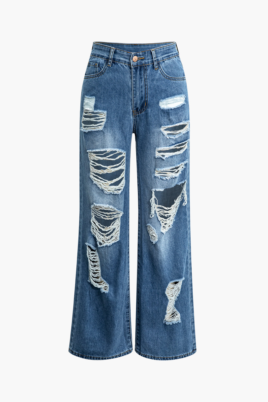 Y2K Ripped Straight Leg Jeans - Vintage Grunge Style for Trendy Aesthetic Outfits