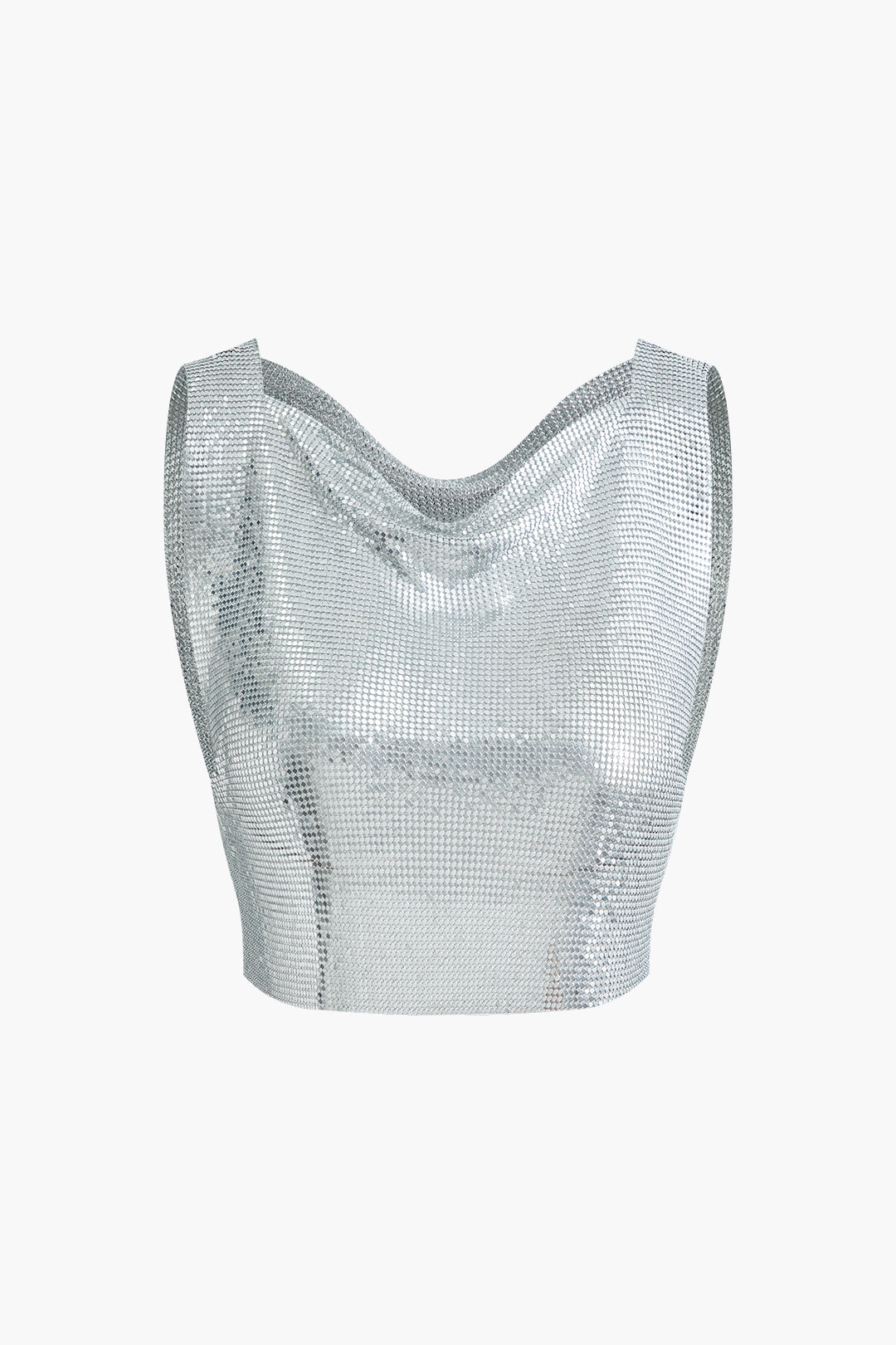 Y2K Sequin Chainmail Crop Top - Trendy Grunge Aesthetic for Stylish Outfits