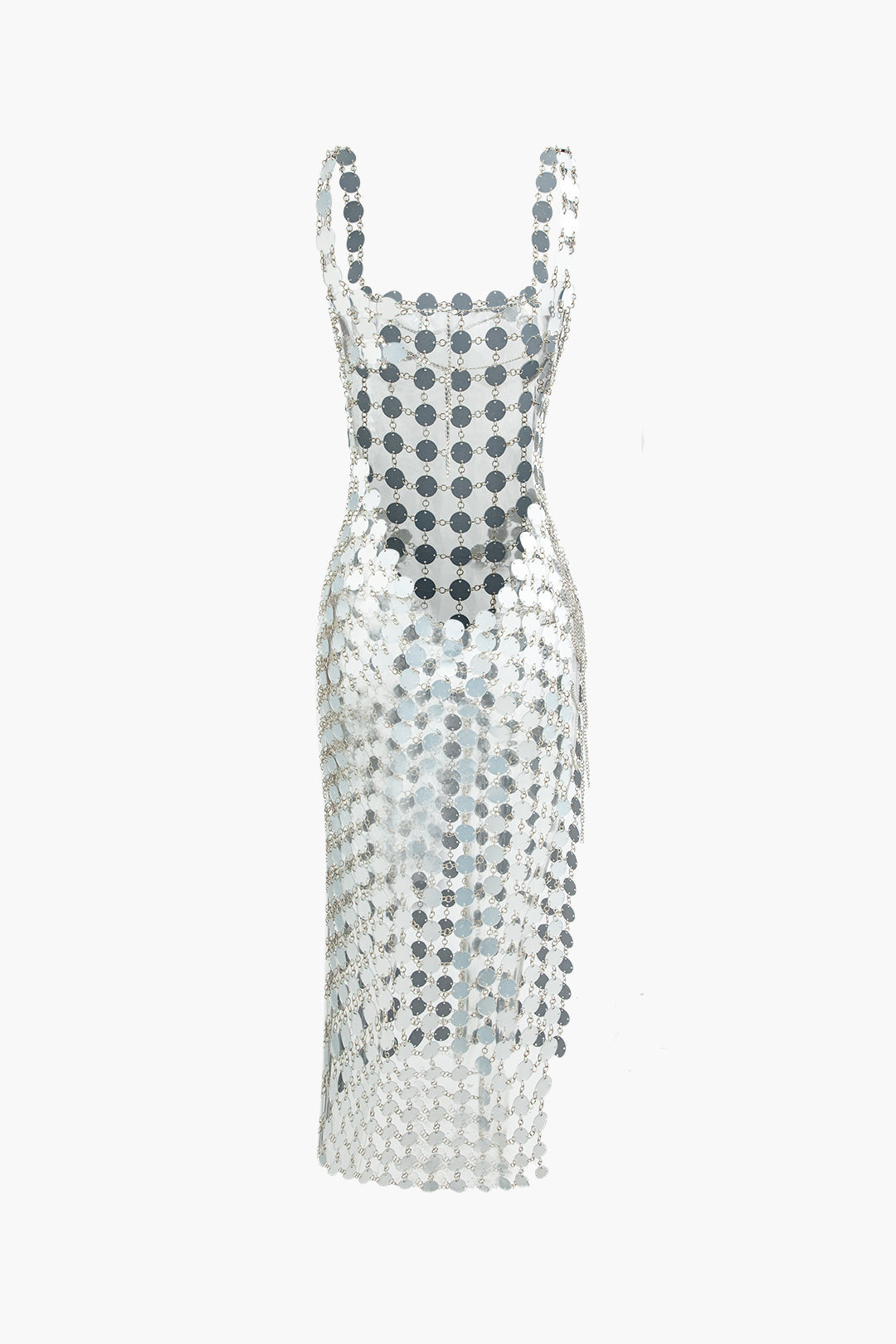 Y2K Sequin Sheer Maxi Dress - Elegant Square Neck Dress for Coquette Aesthetic Style