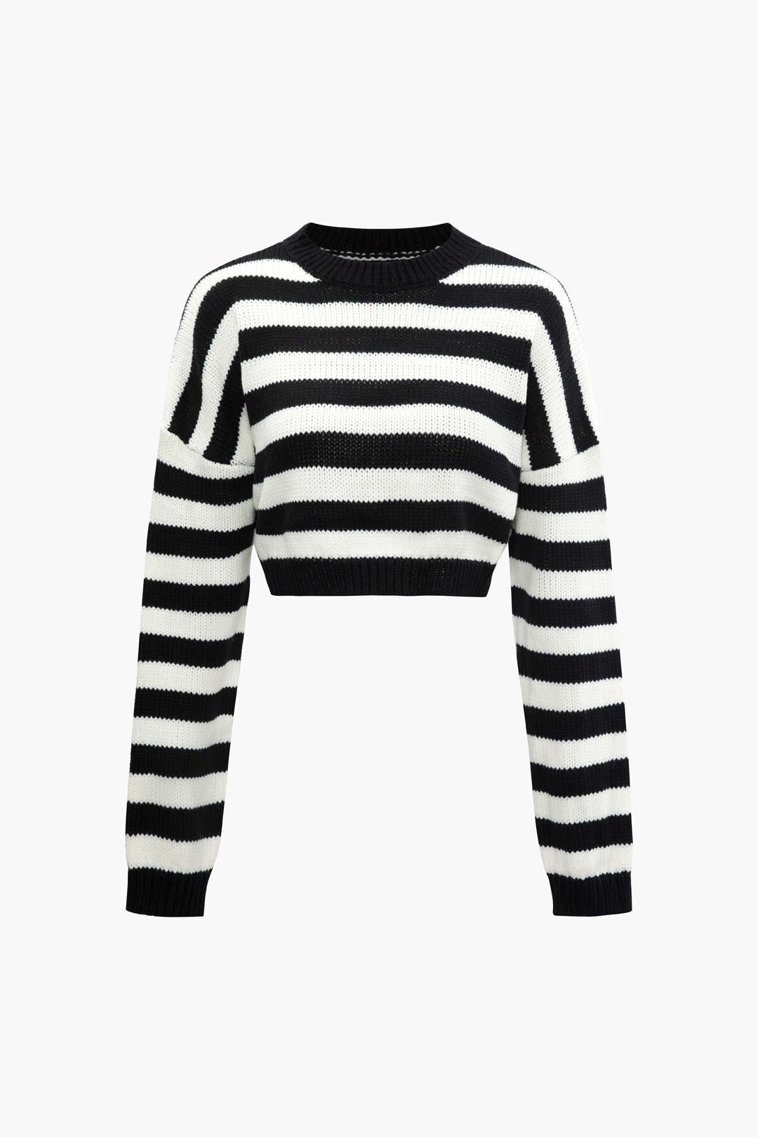 Y2K Stripe Knit Long Sleeve Crop Top - Cute Aesthetic Top for Trendy Outfits