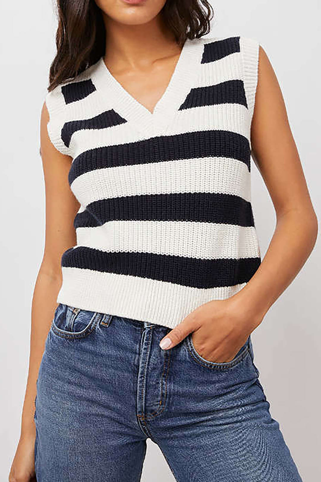 Y2K Stripe V-Neck Knit Pullover Vest - Trendy Coquette Aesthetic Sweater for Stylish Outfits