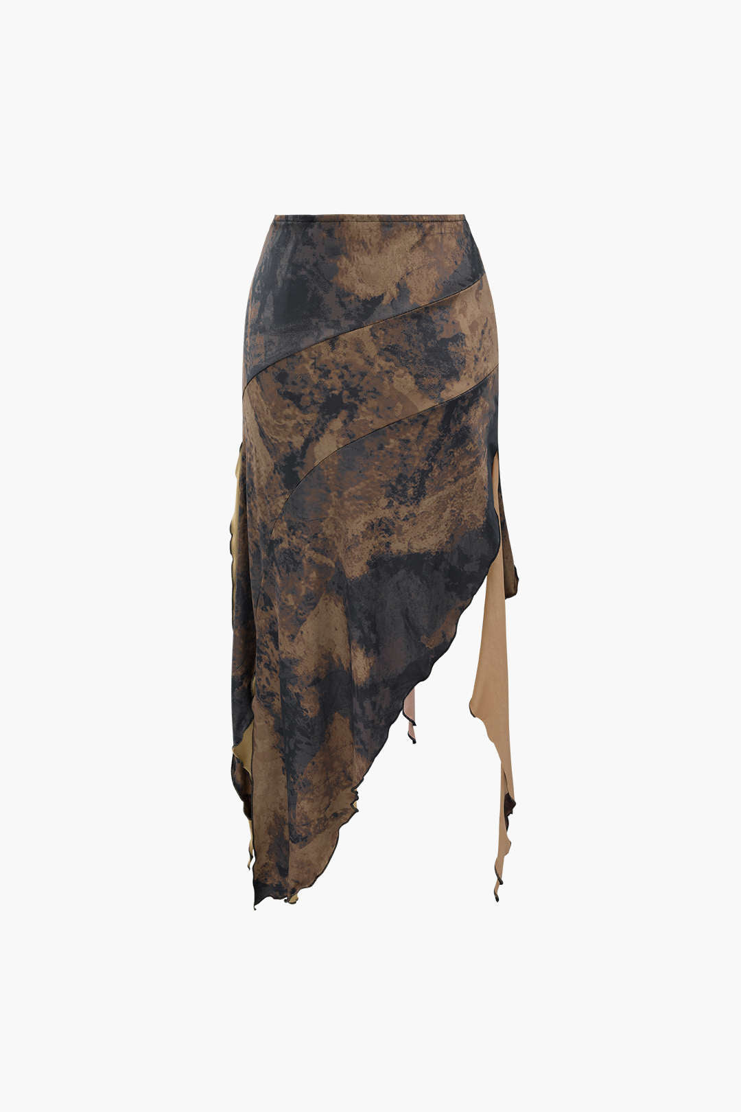 Y2K Tie Dye Asymmetric Ruffle Hem Skirt for Trendy Coquette and Grunge Aesthetics