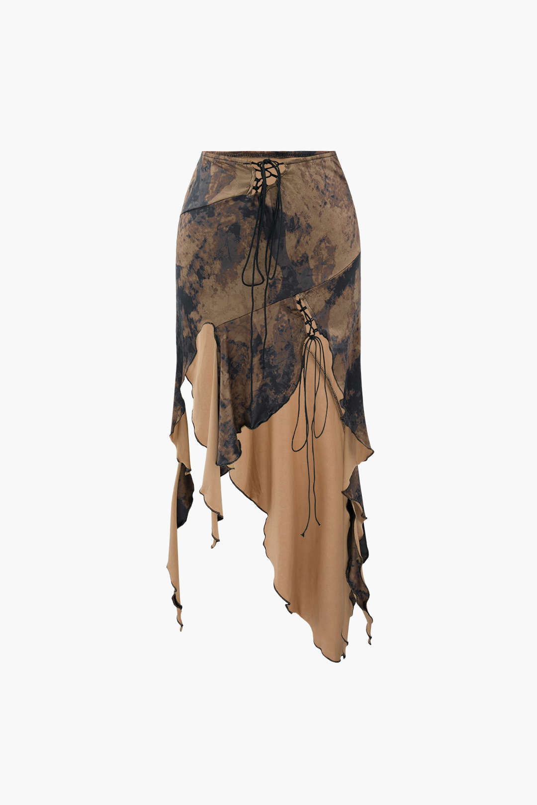 Y2K Tie Dye Asymmetric Ruffle Hem Skirt for Trendy Coquette and Grunge Aesthetics