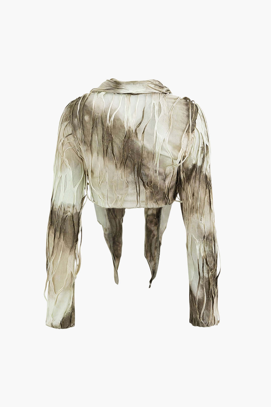 Y2K Tie Dye Distressed Collar Button Long Sleeve Top for Trendy Aesthetic Outfits