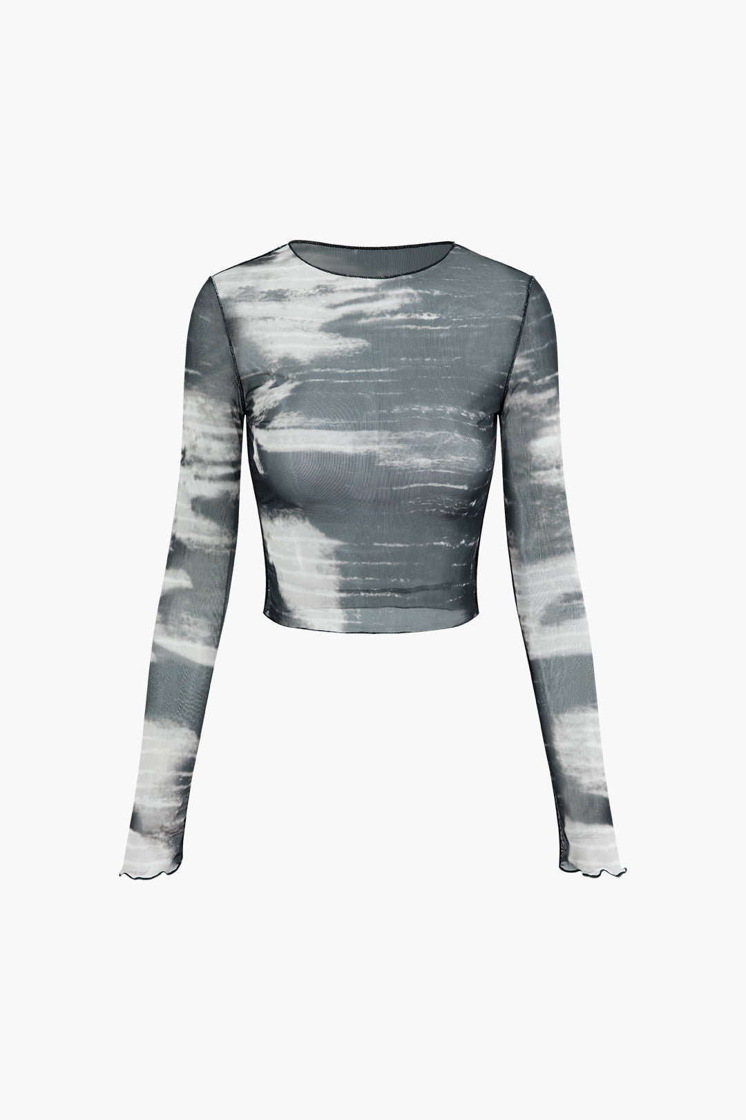 Y2K Tie Dye Mesh Long Sleeve Crop Top - Trendy Grunge Aesthetic Cute Top for Stylish Outfits