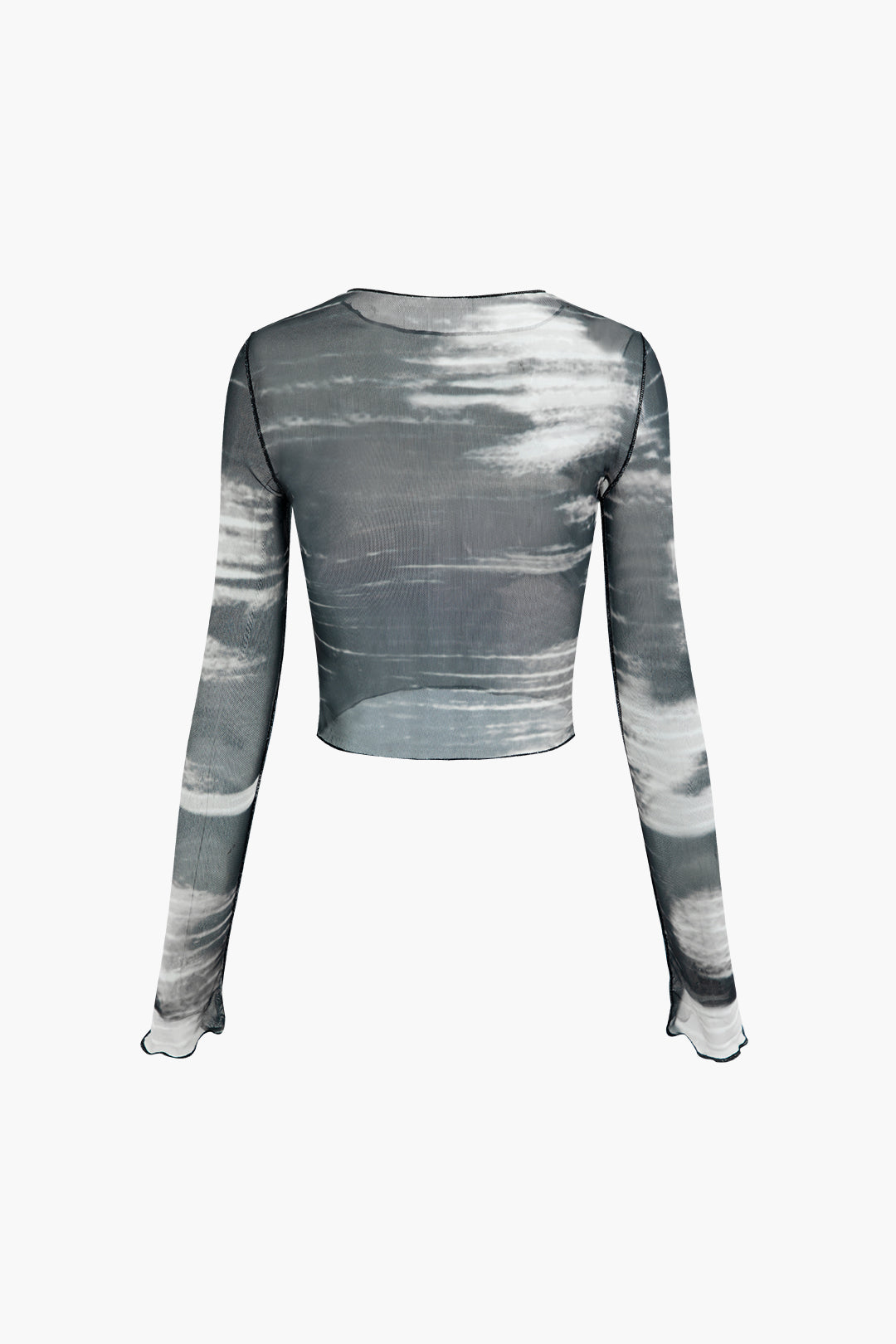 Y2K Tie Dye Mesh Long Sleeve Crop Top - Trendy Grunge Aesthetic Cute Top for Stylish Outfits