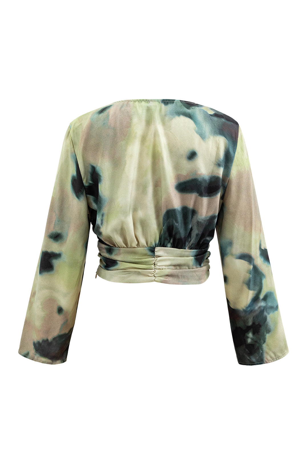 Y2K Tie Dye V-Neck Satin Blouse for Trendy Coquette Aesthetic Outfits