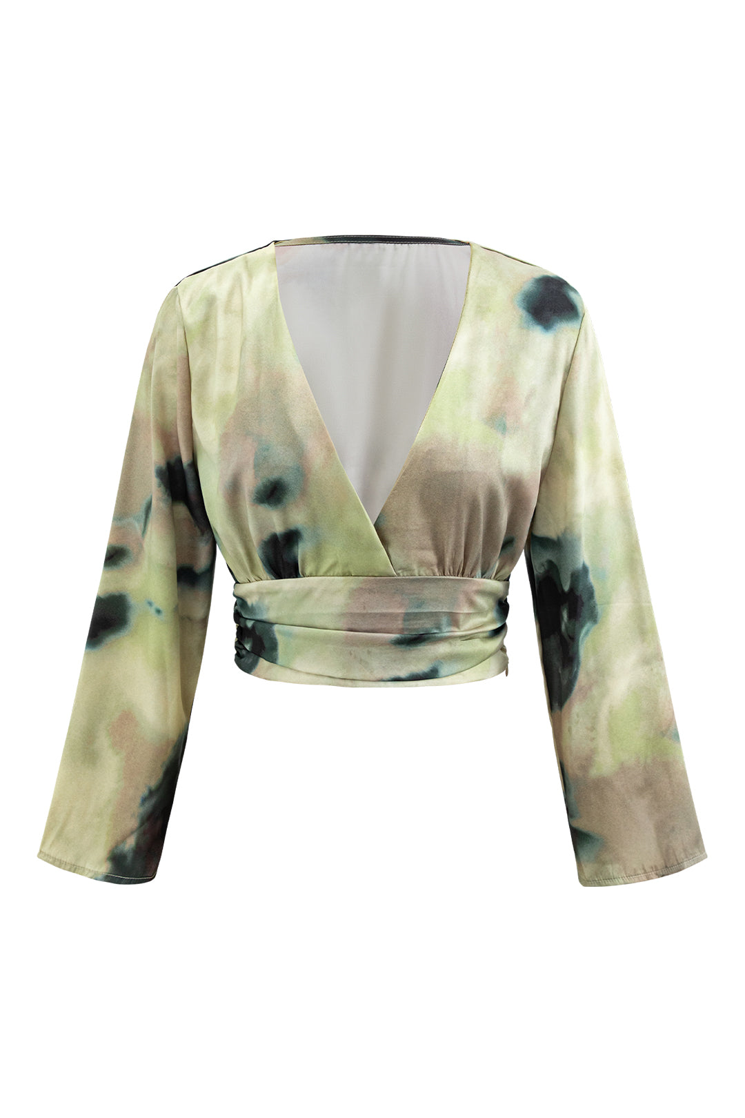 Y2K Tie Dye V-Neck Satin Blouse for Trendy Coquette Aesthetic Outfits