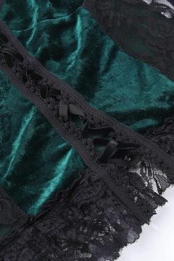 Y2K Velvet Lace Patchwork Sweetheart Neck Cami Top for Coquette Aesthetic Outfits