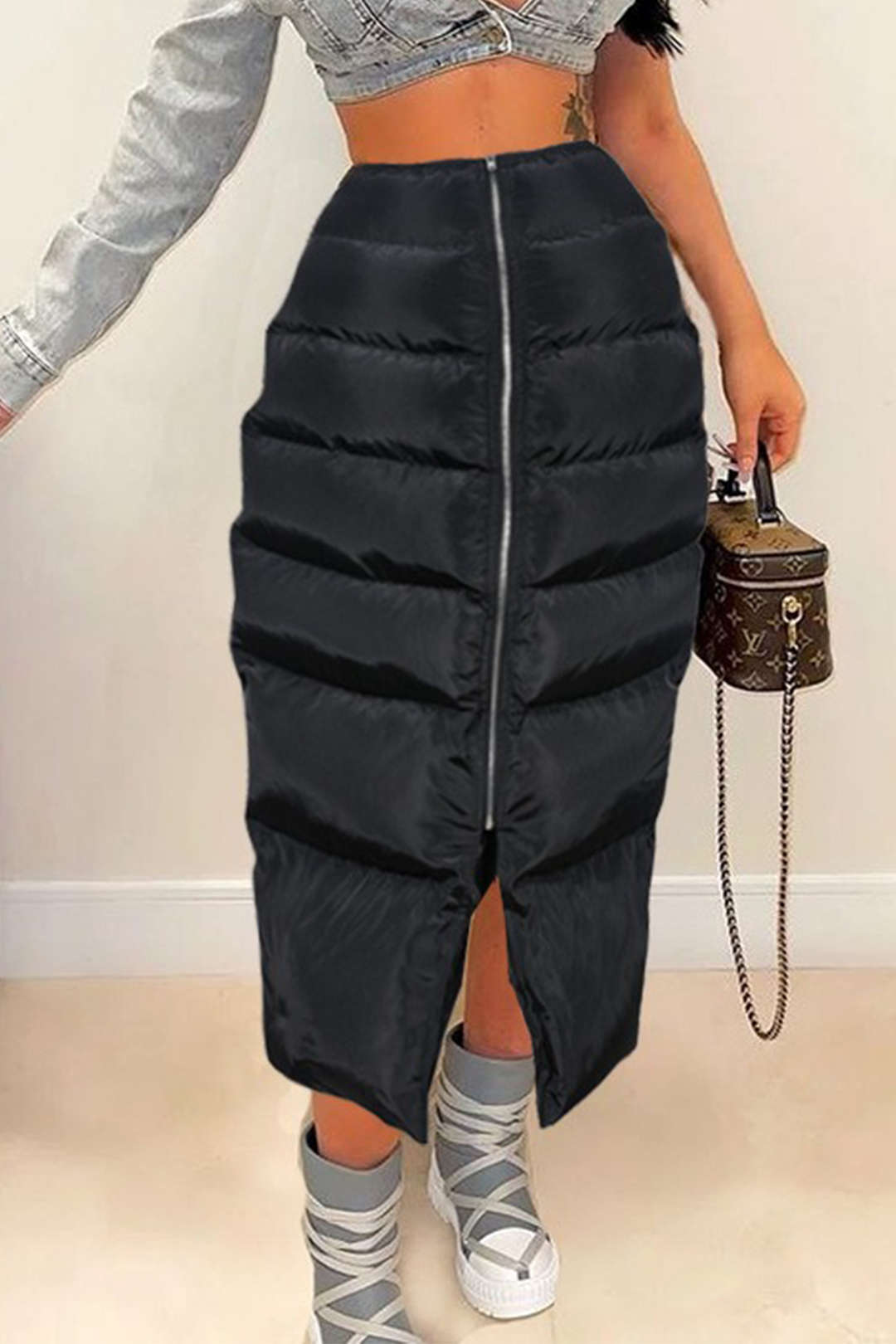 Y2K Zipper Puffer Maxi Skirt - Trendy Grunge Aesthetic for Stylish Outfits