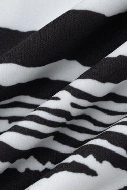 Zebra Print Contrast Backless Midi Dress with Irregular Slit - Y2K Aesthetic Fashion