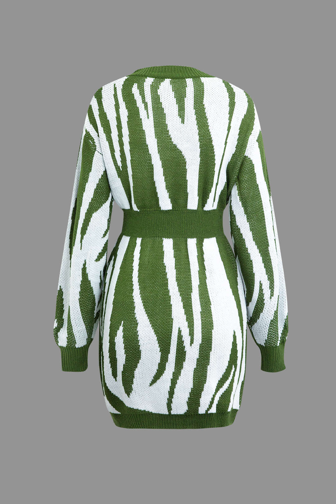 Zebra-Stripe V-Neck Knit Sweater Dress for Y2K Aesthetic and Coquette Style Fashion