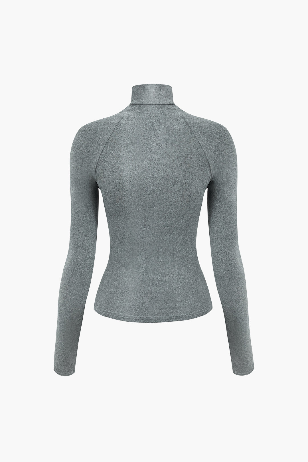 Zipper Mock Neck Stitch Detail Long Sleeve Top - Y2K Aesthetic Cute Top for Stylish Outfits