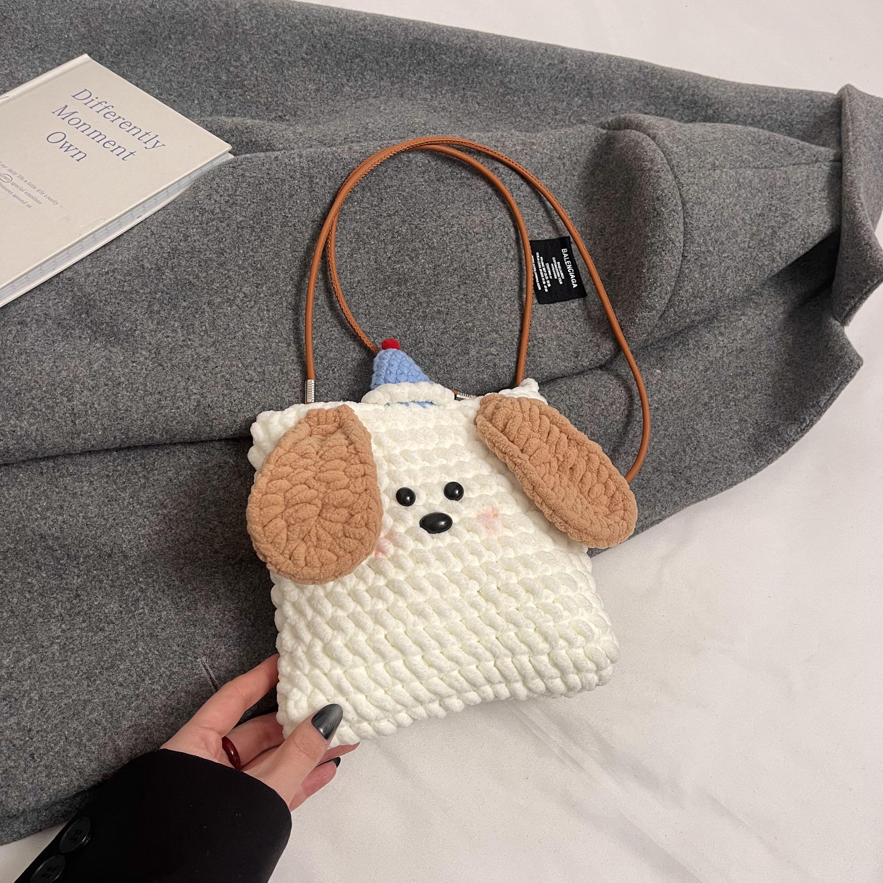 2025 Summer Quirky Cute Knitted Dog Mini Crossbody Phone Bag for Women - Trendy Fashion Accessory