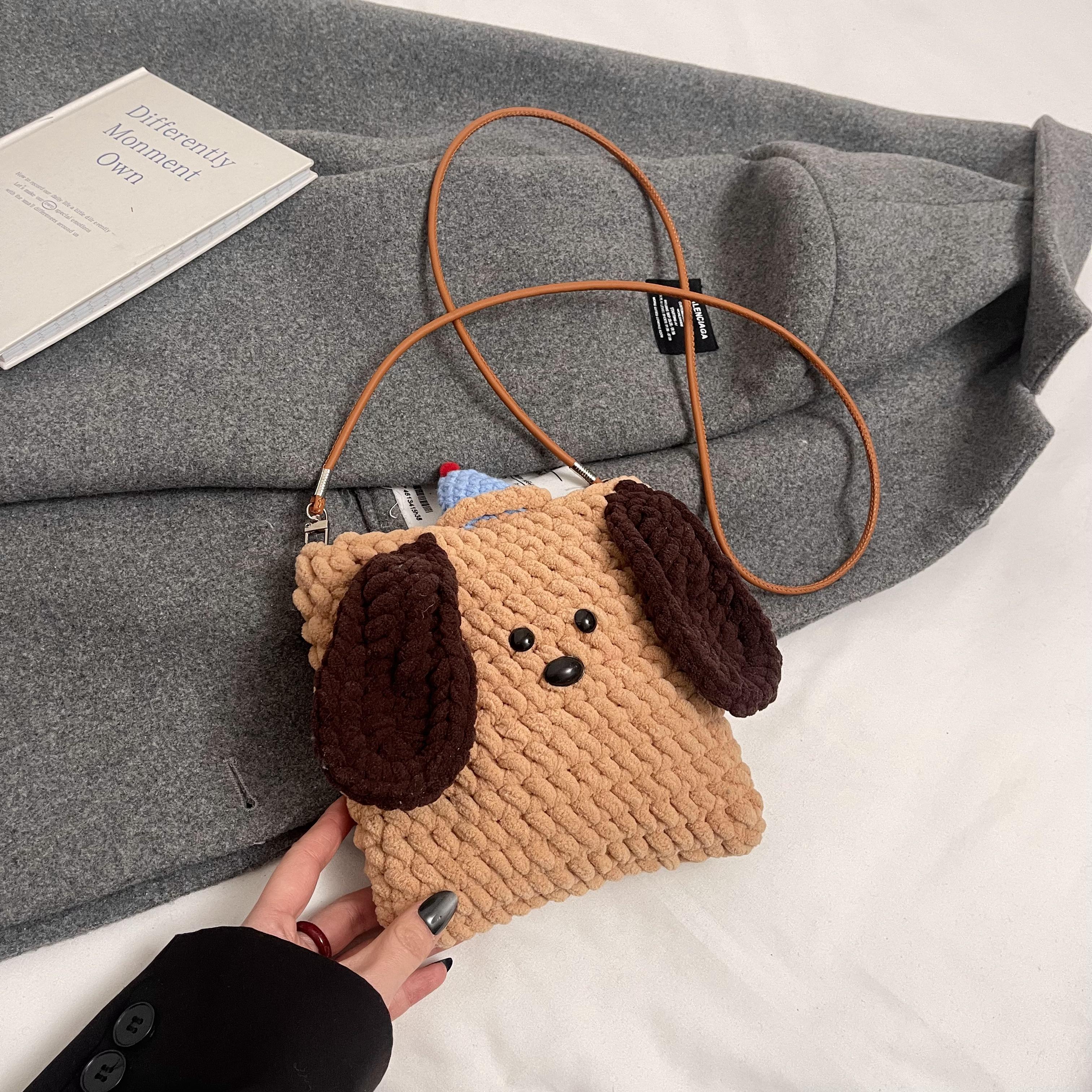 2025 Summer Quirky Cute Knitted Dog Mini Crossbody Phone Bag for Women - Trendy Fashion Accessory