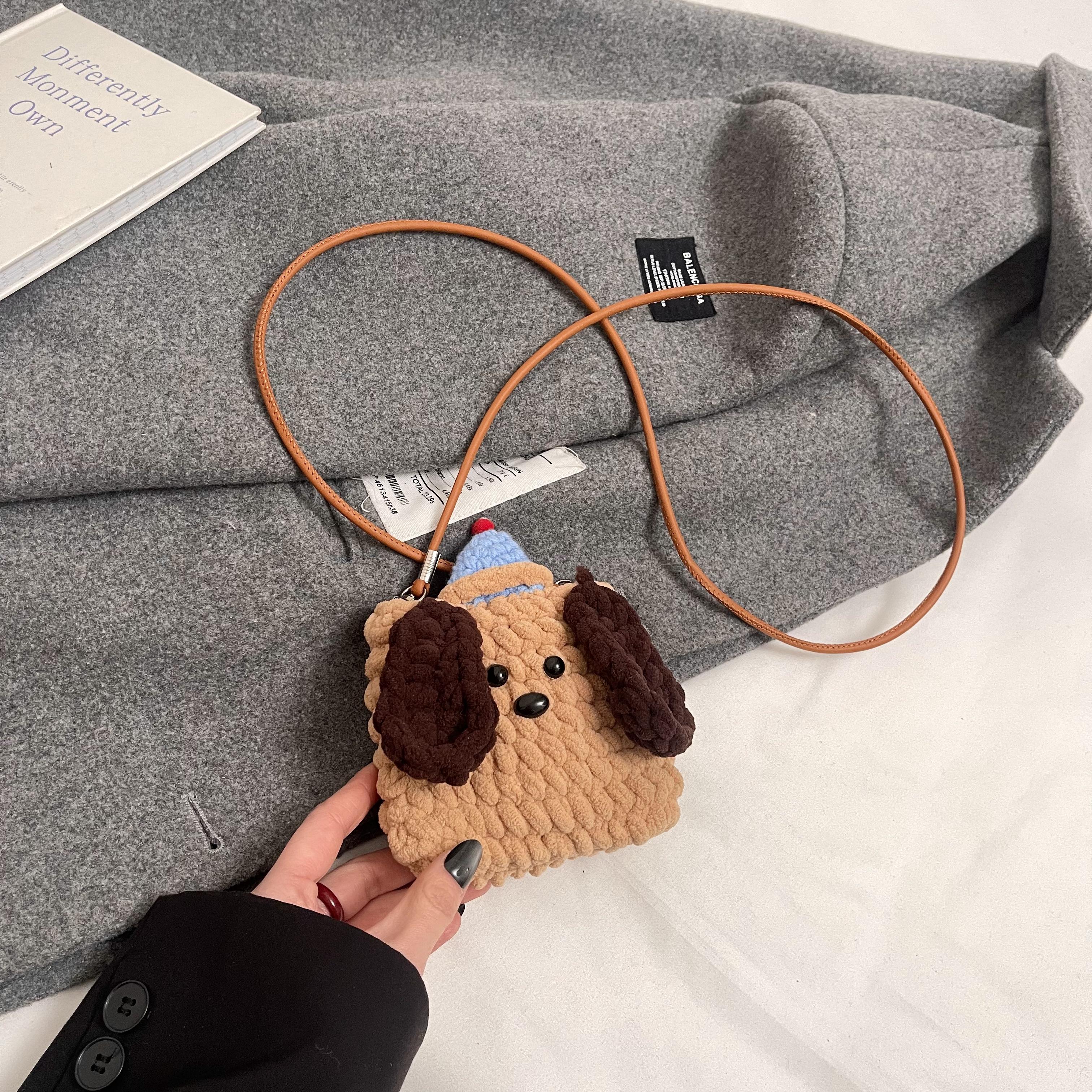 2025 Summer Quirky Cute Knitted Dog Mini Crossbody Phone Bag for Women - Trendy Fashion Accessory
