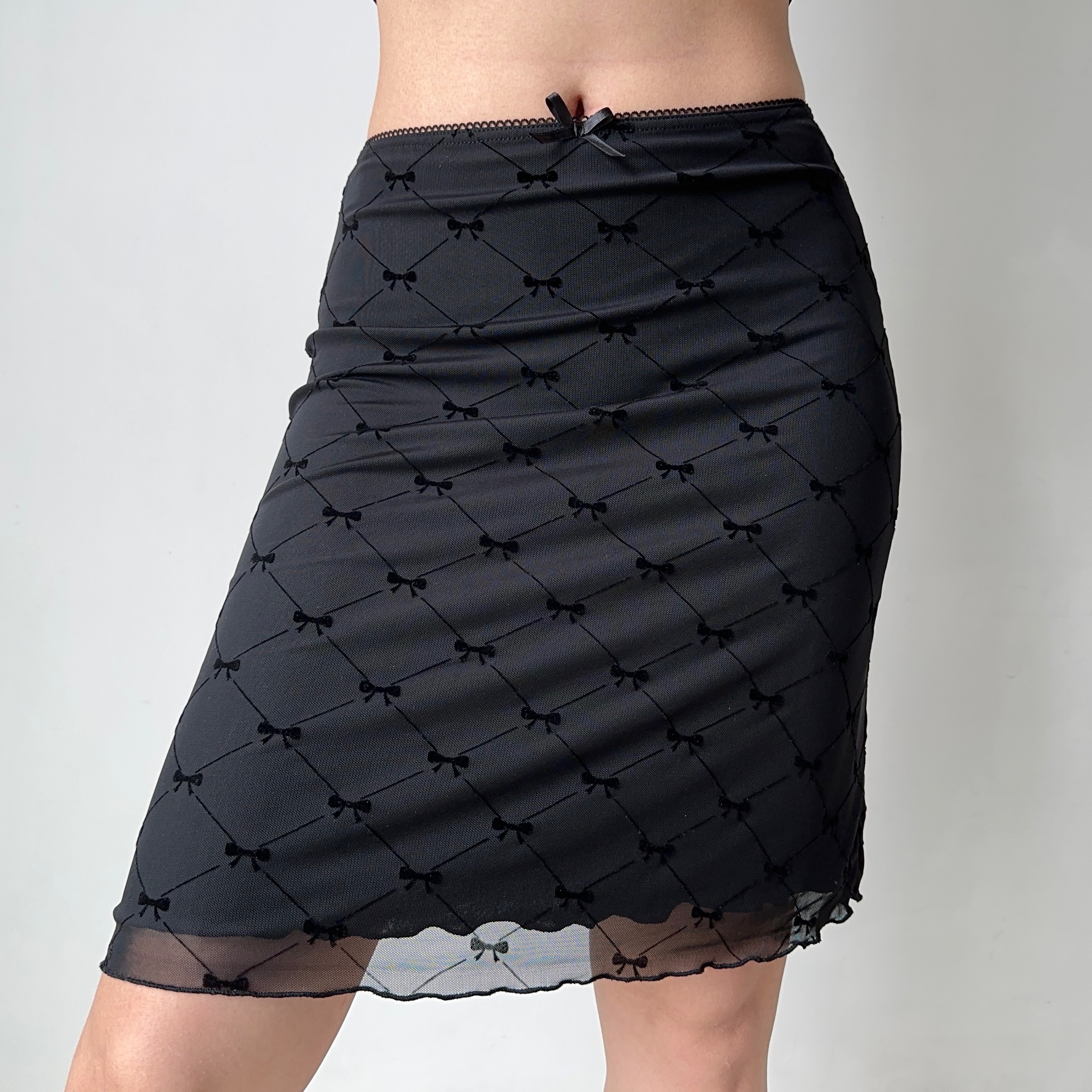 A-line Plaid Half Skirt with Bow Tie - Slim Fit Mid-Waist Bodycon Tulle Short Skirt for European and American Style Fashion