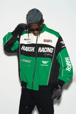 American-Style Motorcycle Racing Jacket | Harsh and Cruel Design | Unisex Biker Jacket for 90s and Y2K Inspired Fashion