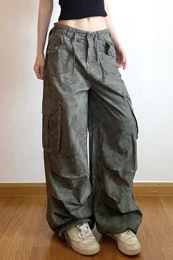 American Vintage Camouflage Cargo Pants for Women - Hip-Hop Inspired Loose Fit Denim Casual Trousers, Versatile and Stylish