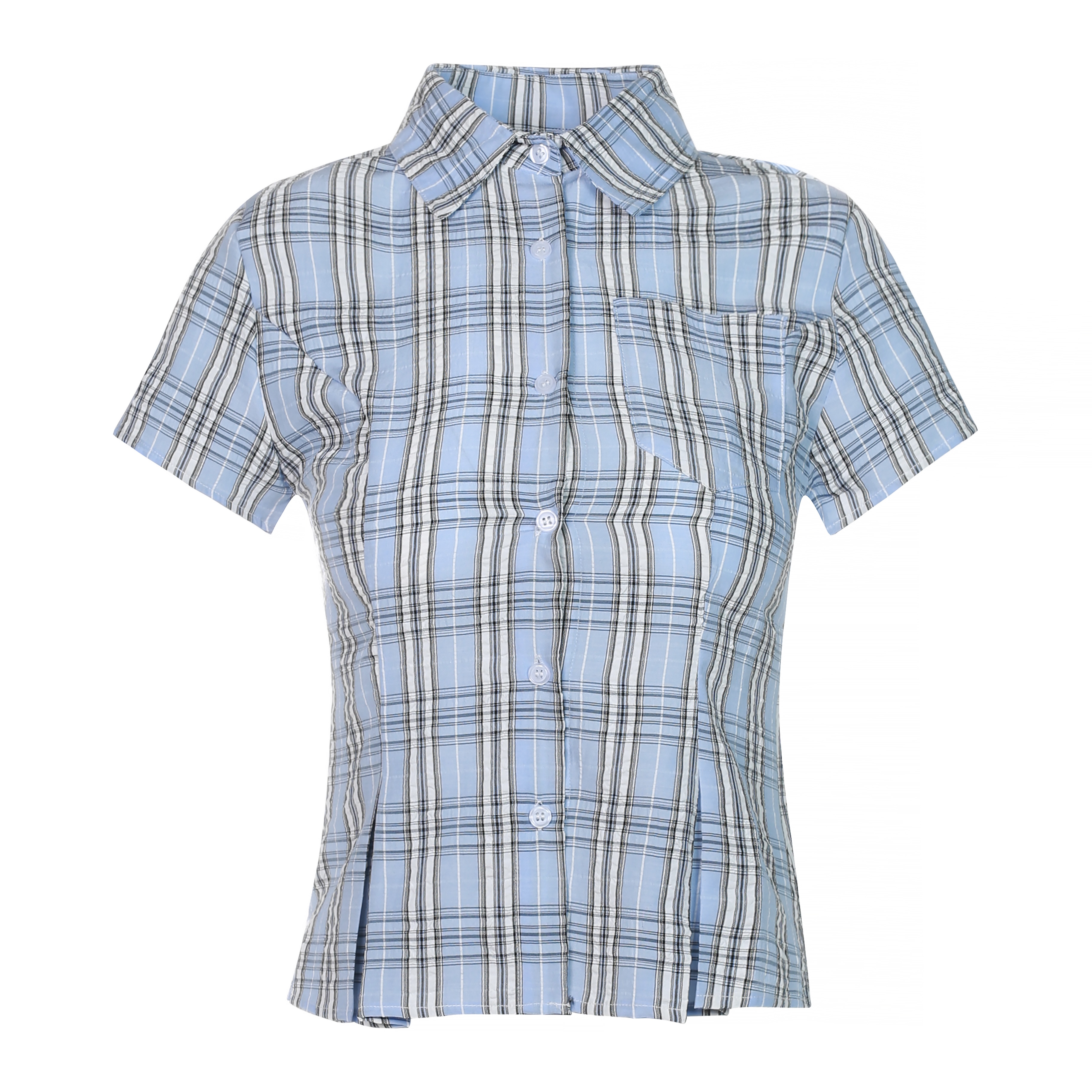 American Vintage College Style Women's Plaid Shoulder-Button Slim Fit Polo Shirt - Y2K Inspired Fashion Top