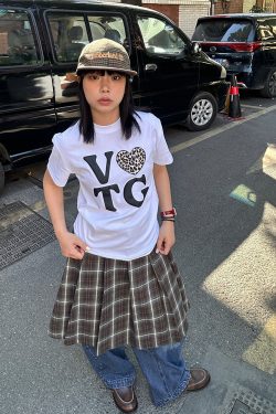 American Vintage Heart Letter Print Short Sleeve T-Shirt for Men and Women - Casual Loose Fit, 2025 Spring/Summer Style