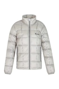 American Vintage Lightweight Duck Down Jacket with Stand Collar and Letter Embroidery - Retro Style Outerwear for 90s Fashion