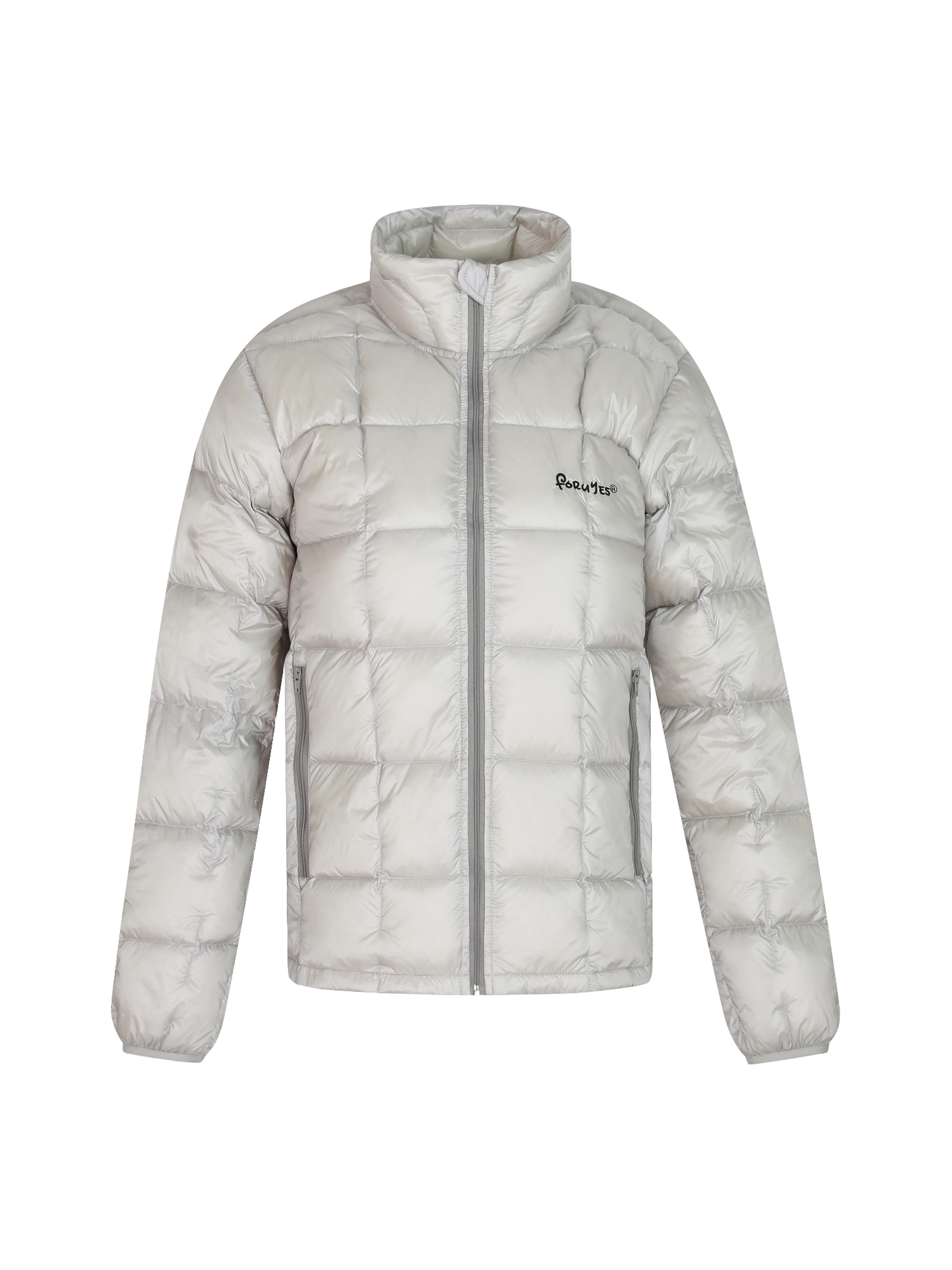 American Vintage Lightweight Duck Down Jacket with Stand Collar and Letter Embroidery - Retro Style Outerwear for 90s Fashion
