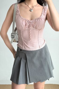 Asymmetric Pleated Skirt for Women - Low-Waist A-Line Short Skirt in European American Style - Anti-Exposure Design