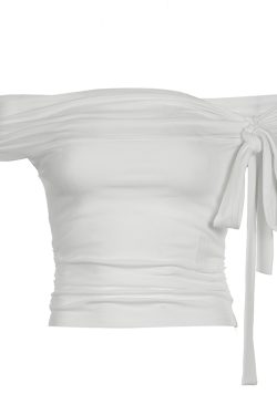 Asymmetrical Off-Shoulder Ruffled Top for Women - One-Shoulder Slimming Solid Color T-Shirt - Trendy 90s Style Fashion