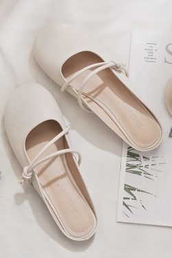 Backless Sheepskin Summer Slippers for Women - Flat Outdoor Loafers with Round Toe Design - Trendy Casual Footwear