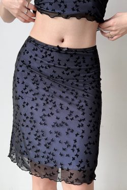 Butterfly Mesh Short Sleeve Top & Bodycon Skirt Two-Piece Set - DIY European & American Style Women’s Fashion