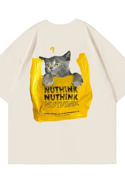 Chinese Style Cat Graphic Short Sleeve T-Shirt for Men and Women, Trendy Unisex Streetwear, Summer Loose Fit Couple Outfit