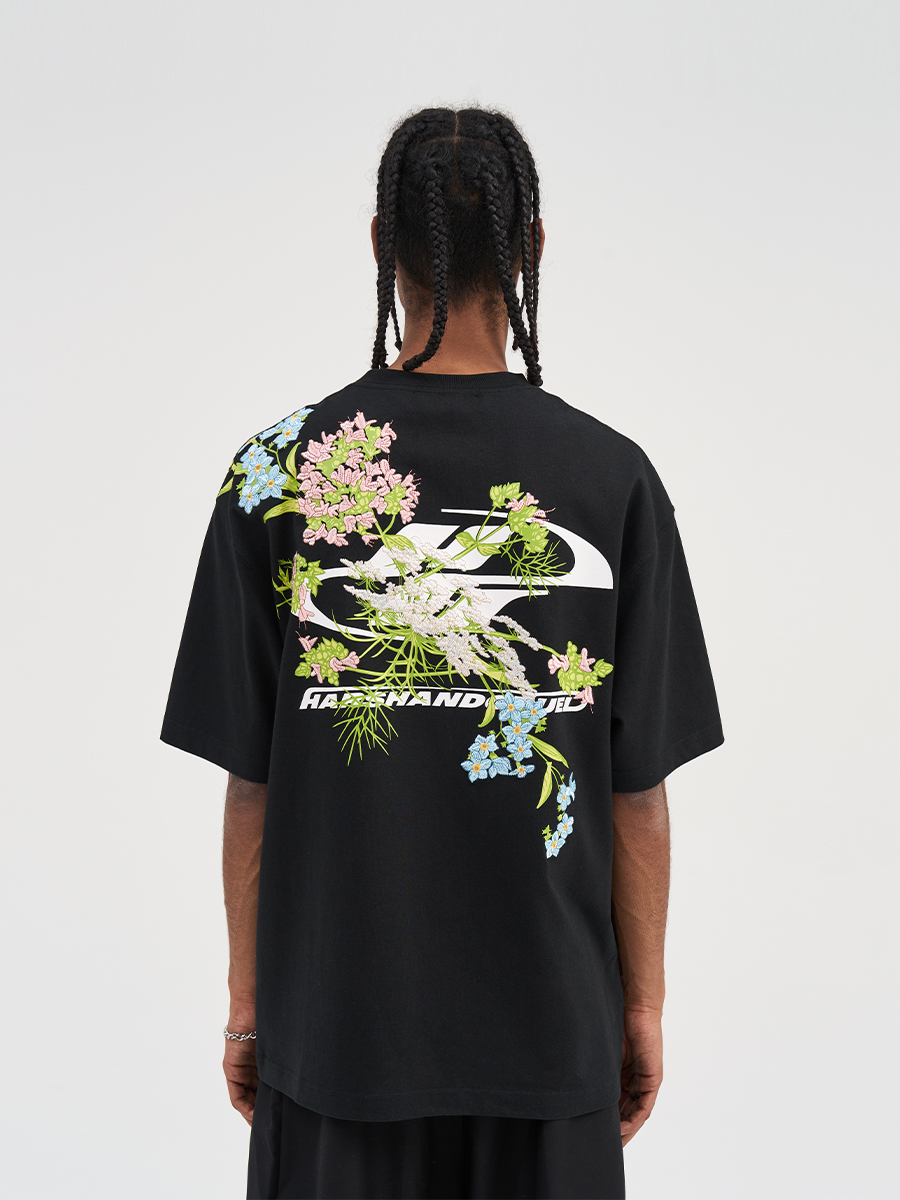 Chinese-Style Floral Embroidery Short Sleeve T-Shirt - Y2K Vintage Aesthetic, Trendy Korean Style Top for Fashion Lovers