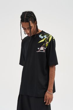 Chinese-Style Floral Embroidery Short Sleeve T-Shirt - Y2K Vintage Aesthetic, Trendy Korean Style Top for Fashion Lovers