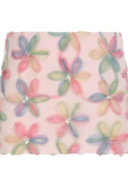Colorful Floral Half-Skirt Set for Women - Dopamine-Inspired Floral Strap Vest and Short Skirt - Y2K Style Fashion