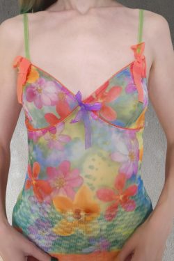 Colorful Floral Mesh Spaghetti Strap Women's Summer Vest - Forest Fairy Design, Dopamine Element, Trendy Y2K Style