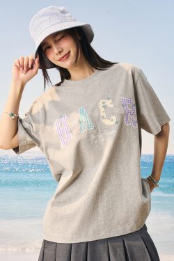 Cool Feeling Sunscreen T-Shirt for Couples, Relaxed Fit, Short Sleeve, Embroidered, Sorona Fabric, Trendy Casual Summer Style