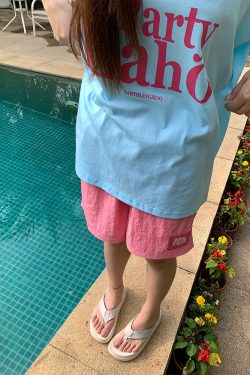 Custom American Letter Print Beach Shorts for Men and Women - Colorful Dopamine Sports Casual Loose Five-Point Shorts