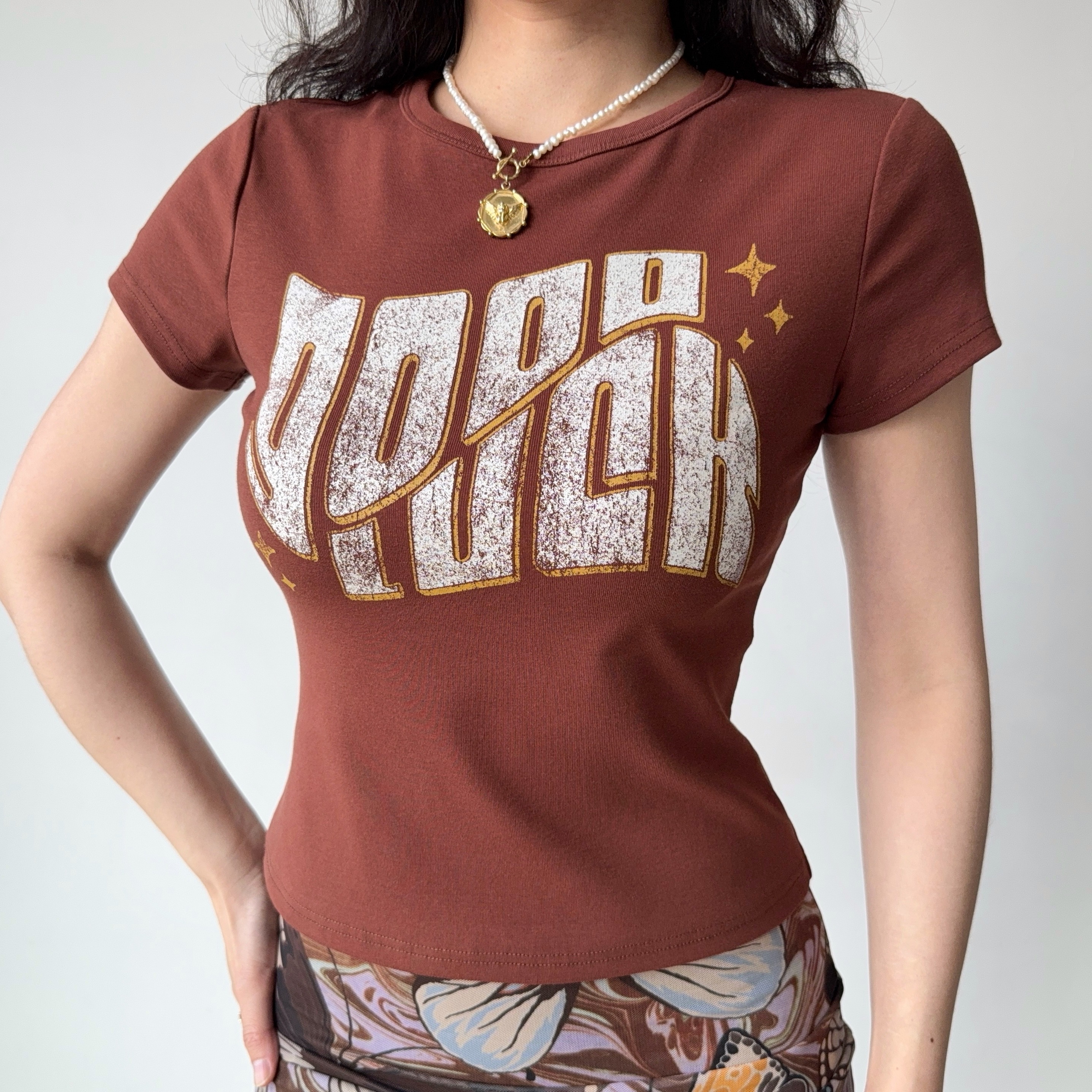 Custom American Vintage Letter Print Round Neck Short Sleeve T-Shirt for Women - Slim Fit Summer Casual Top