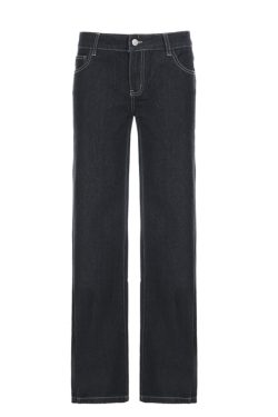 Dark Blue Letter Embroidered Slim Flare Jeans for Women, Versatile Casual Pants with Draping Effect, Y2K Street Style Fashion
