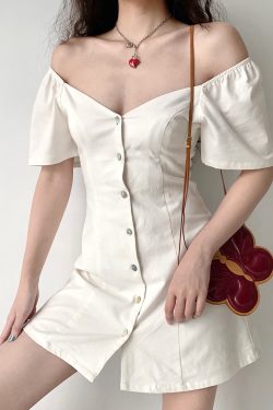 DIY French Vintage V-Neck Short Sleeve A-Line White Dress for Women - Plus Size, Chic Casual Style