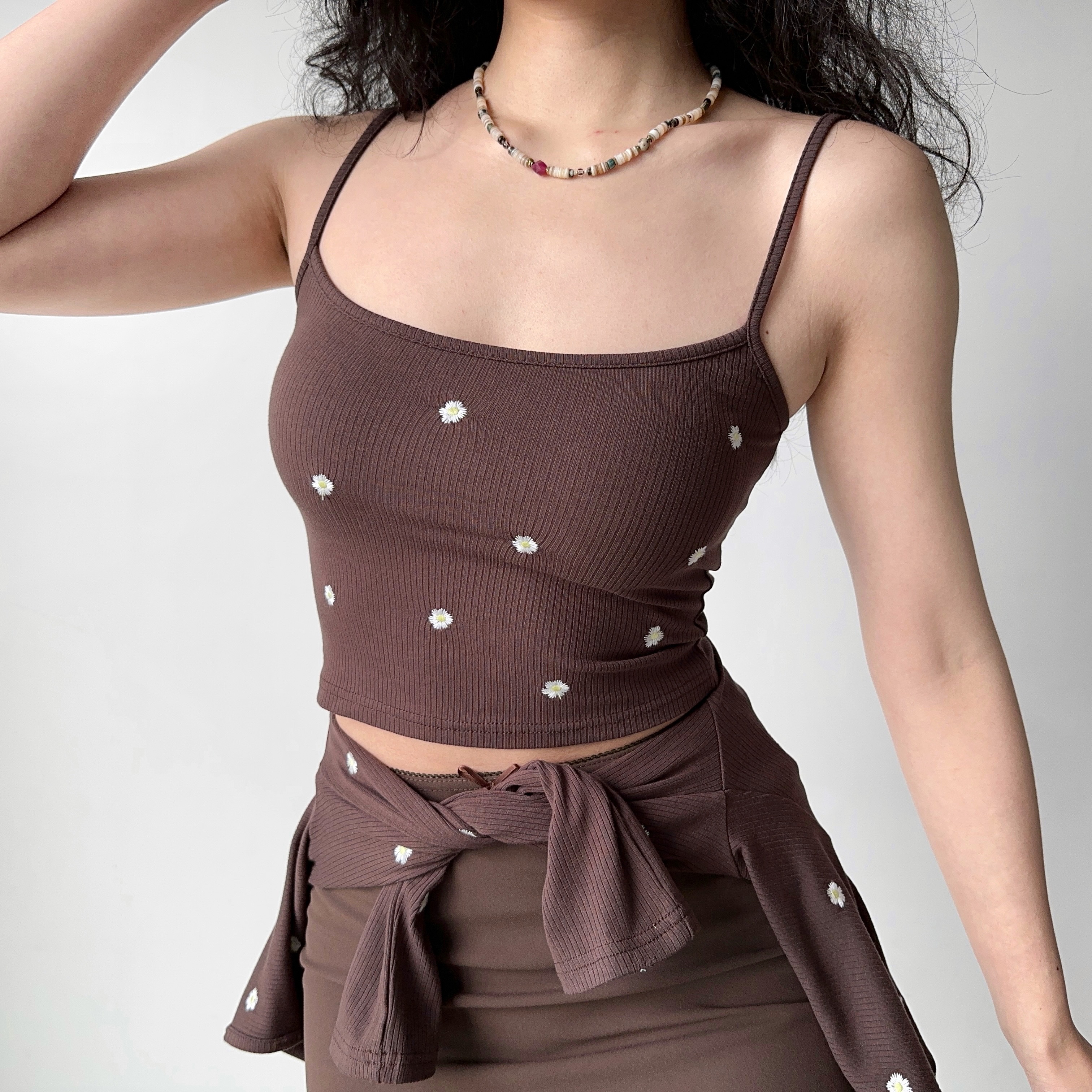 Embroidered Camisole Cardigan Two-Piece Set - Women's Slim Fit Short Sleeve Top in European & American Style, Perfect for Y2K Fashion