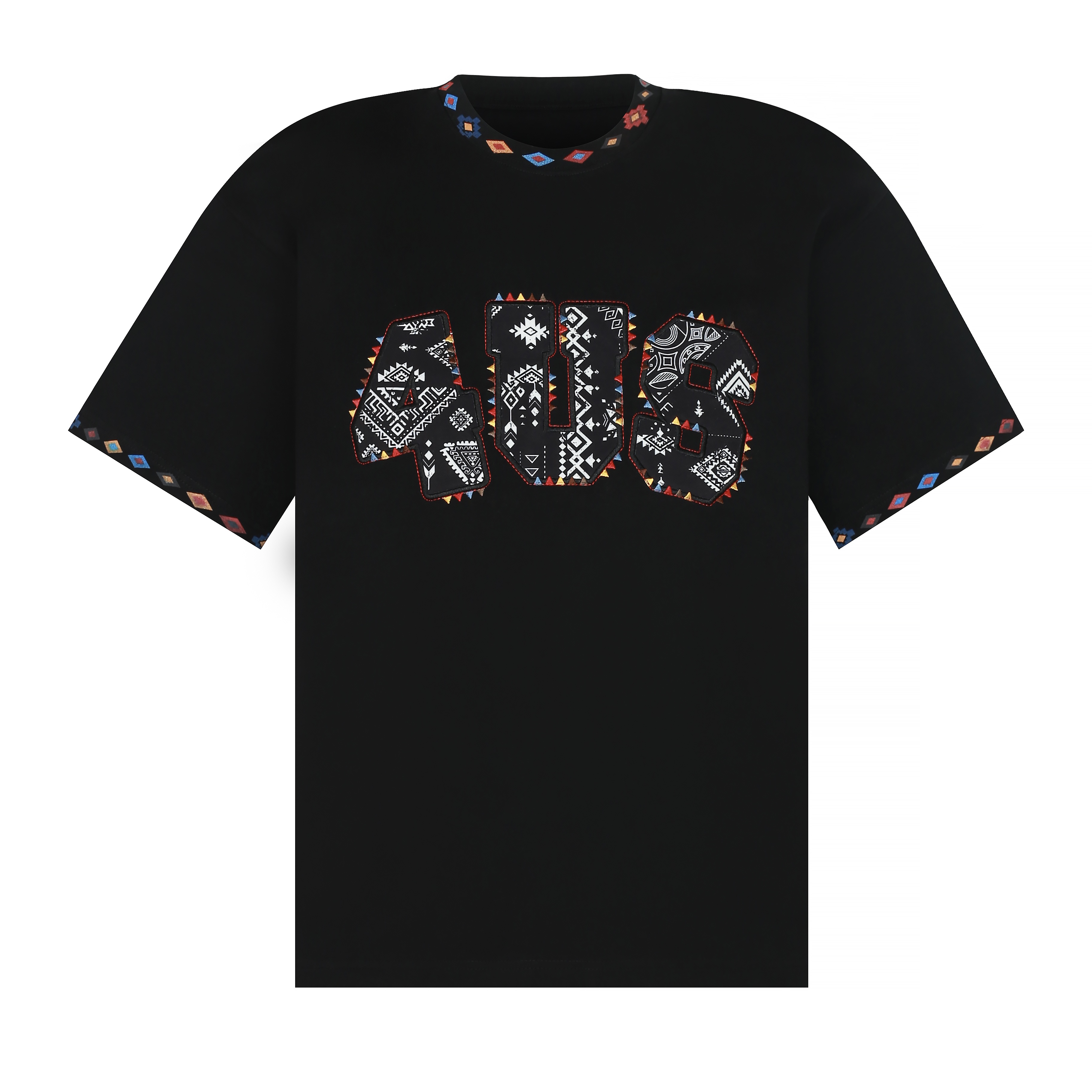 Ethnic Style Letter Pattern Embroidered Collar Short Sleeve Top - Spring/Summer National Trend Fashion
