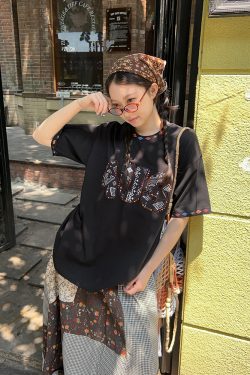 Ethnic Style Letter Pattern Embroidered Collar Short Sleeve Top - Spring/Summer National Trend Fashion