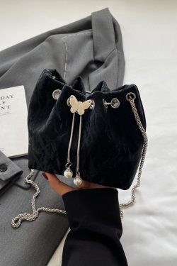 Exquisite Summer Crossbody Handbag for Women - Small Silver Chain Bucket Bag 2025 Trend