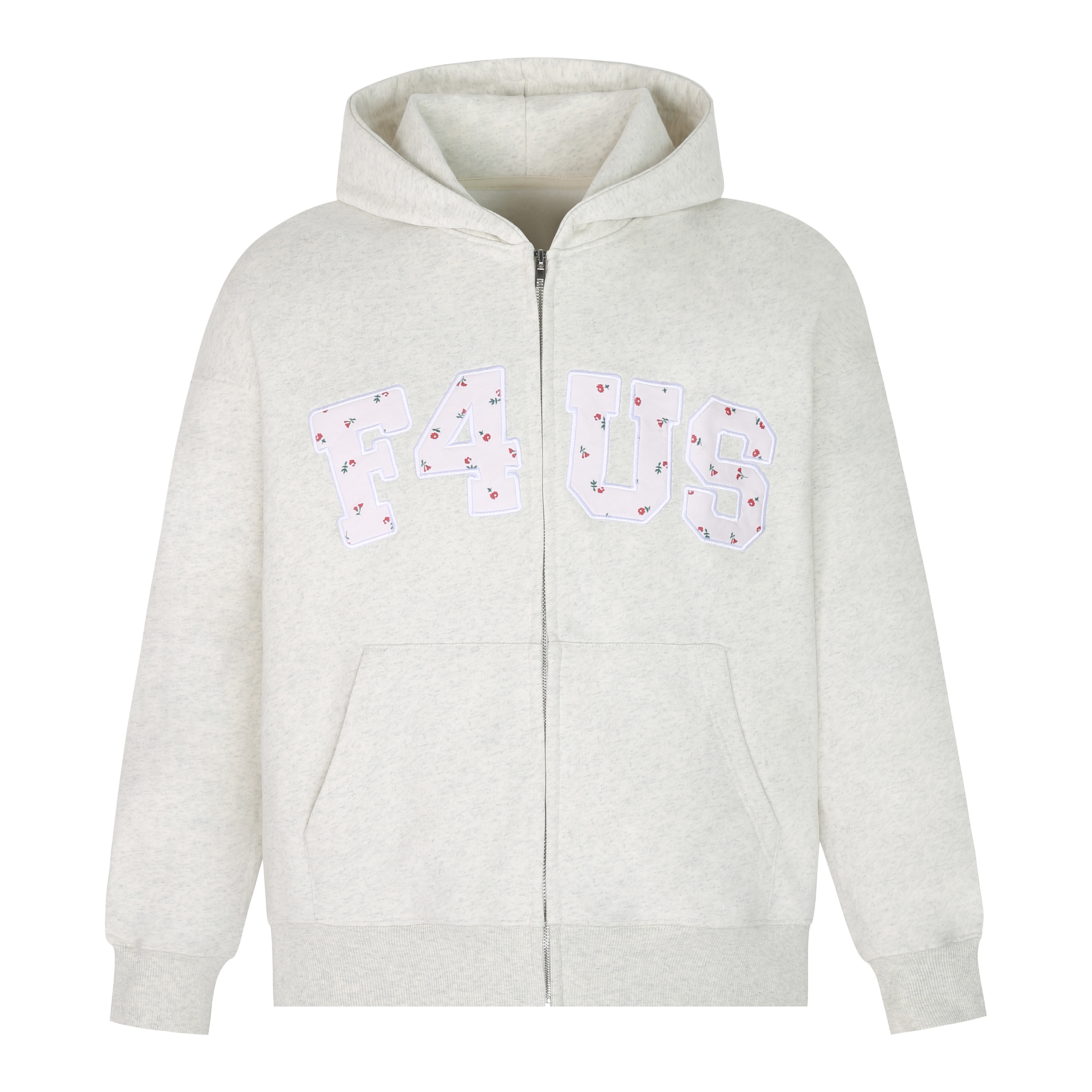 Floral Embroidery Zipper Hoodie Jacket for Couples - Loose Fit Autumn and Winter National Trend Outerwear