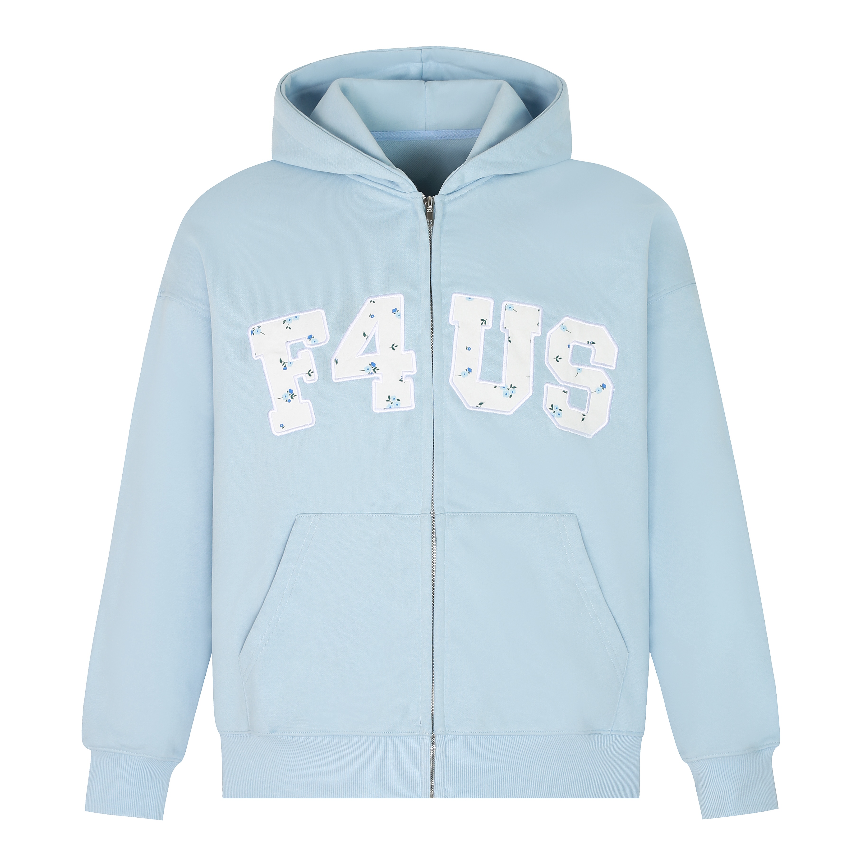 Floral Embroidery Zipper Hoodie Jacket for Couples - Loose Fit Autumn and Winter National Trend Outerwear