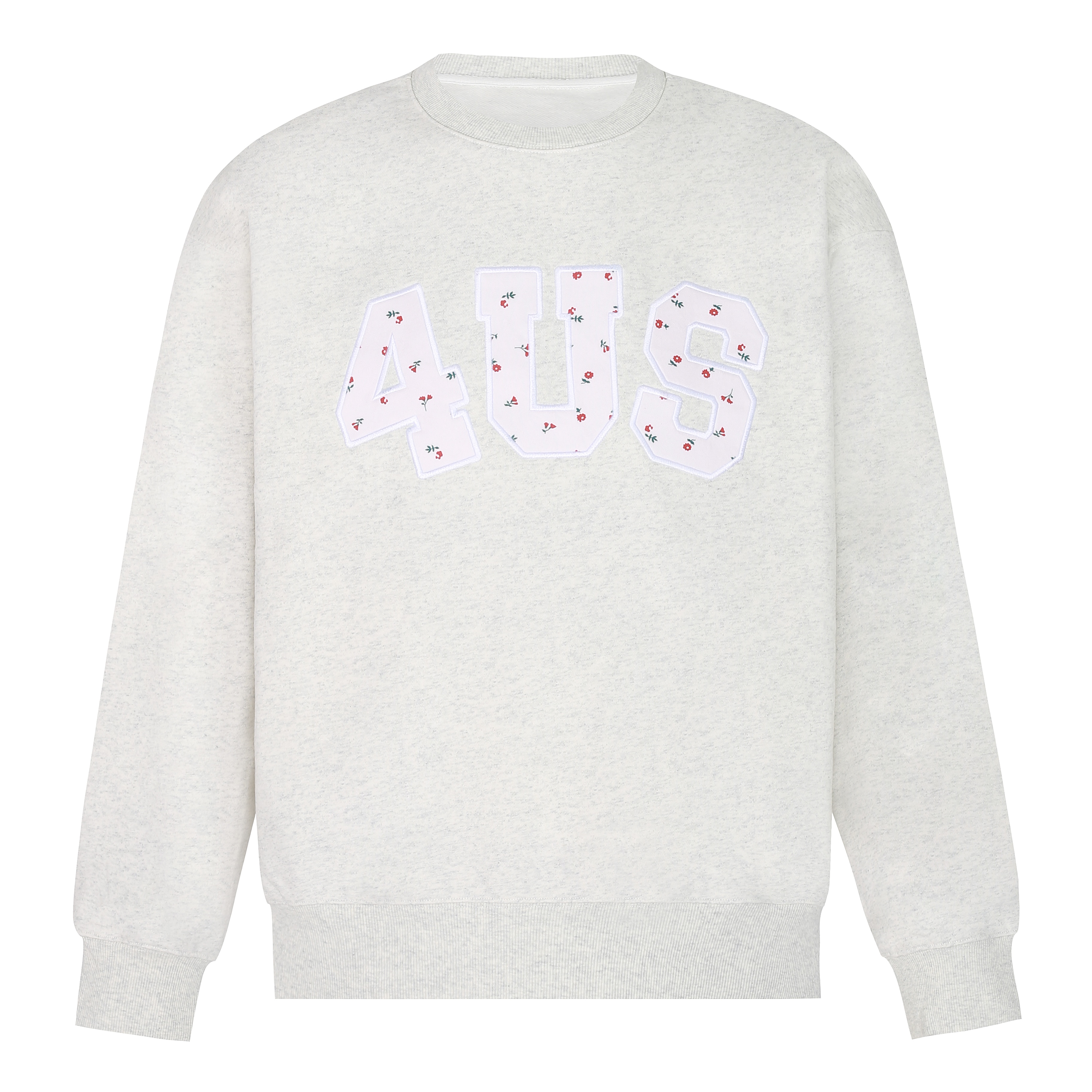 Floral Patch Embroidery Pullover Sweatshirt for Couples - Loose Fit Round Neck, Spring Autumn Style, National Trend Fashion