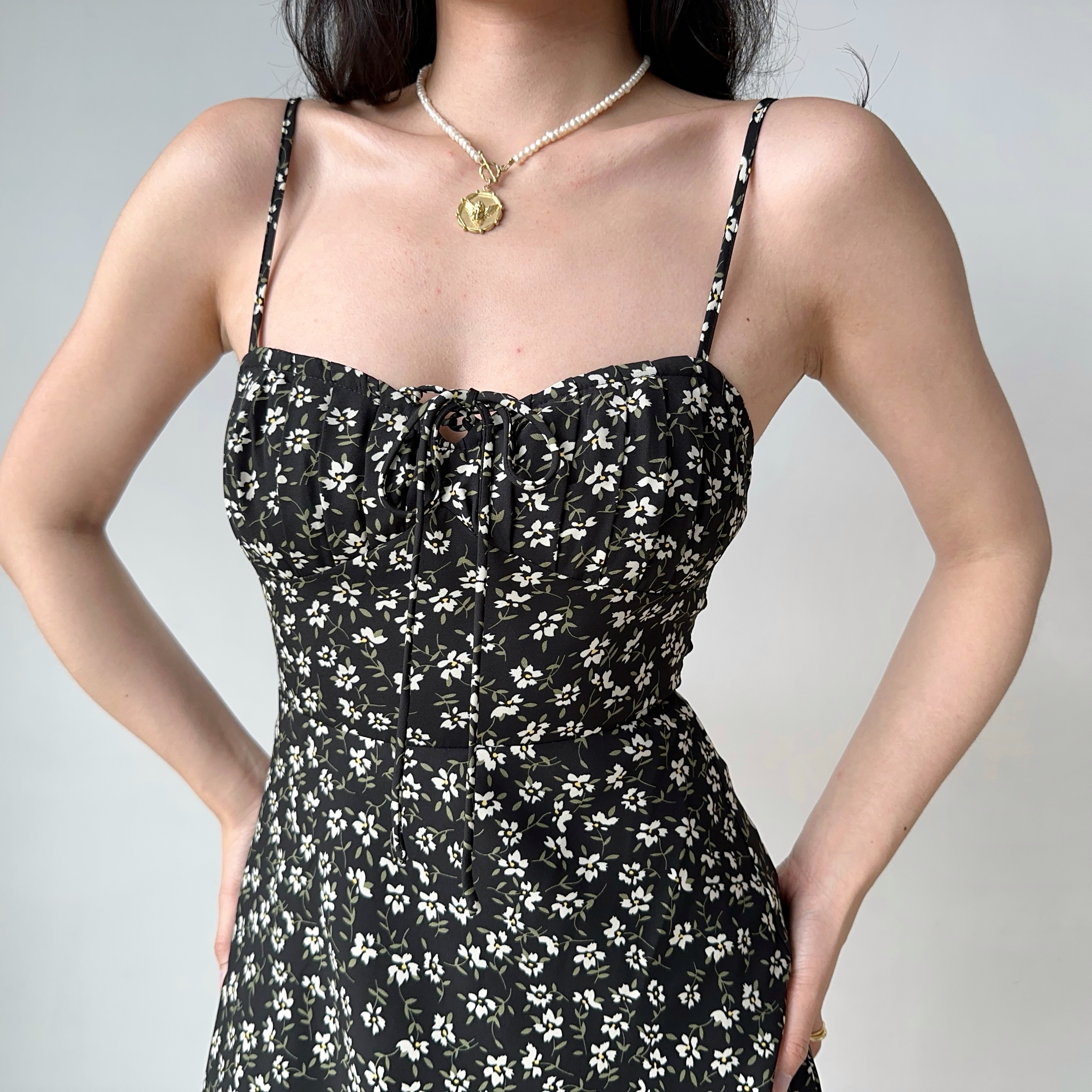Floral Print Spaghetti Strap Dress for Women - A-Line Slim Fit, European American Style, Summer Short/Long Length, Y2K Fashion